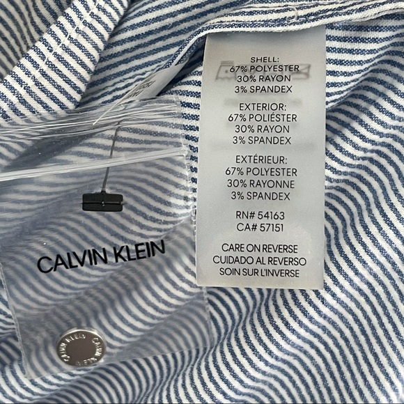 NEW CALVIN KLEIN BLUE WHITE STRIPED BLOUSE TOP WITH BOWS - Picture 11 of 11